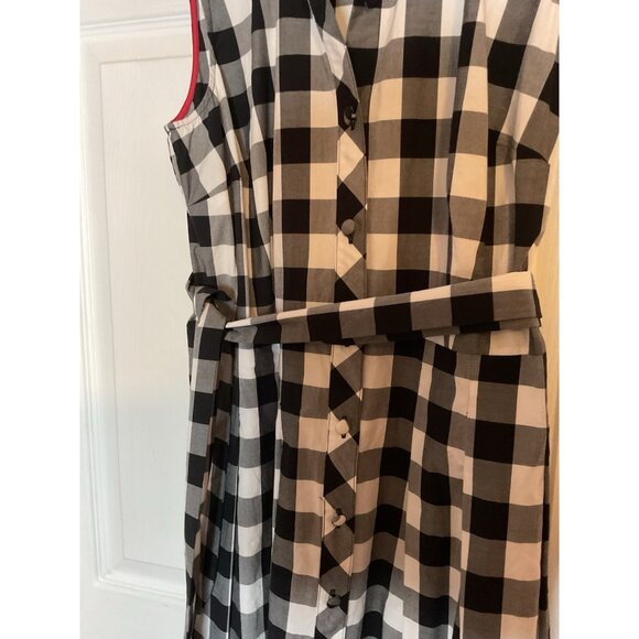 Talbots Black White Buffalo Check Gingham Sleeveless Retro Pinup Dress Plaid 10 - Picture 3 of 4
